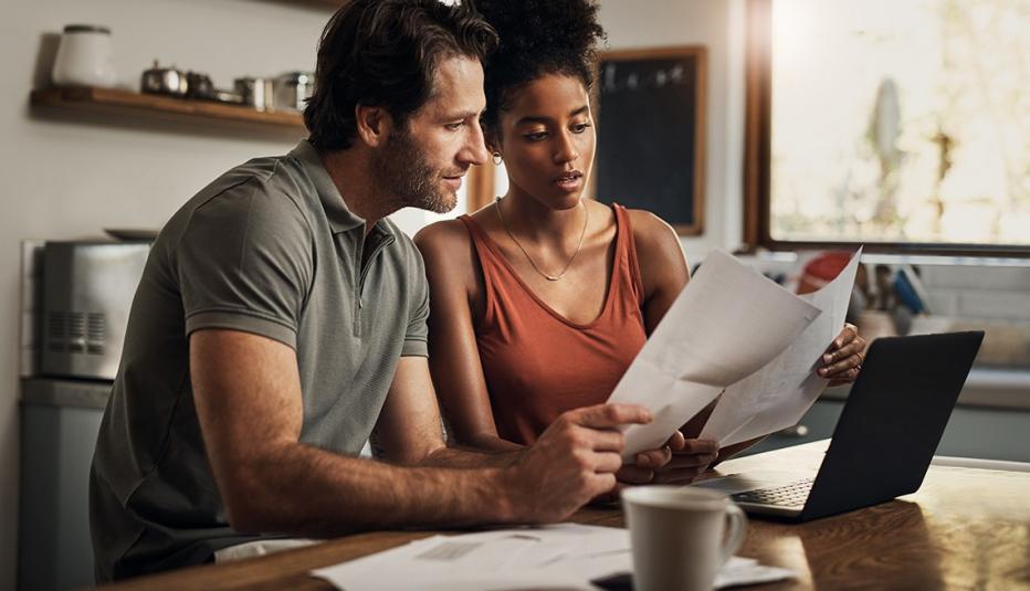 Couple reviewing household finances
