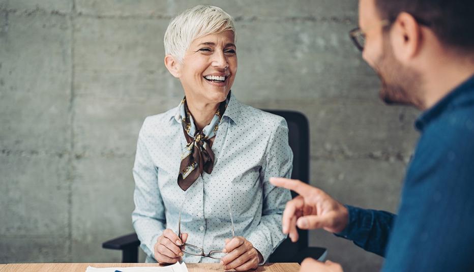Two business persons having a meeting in the office