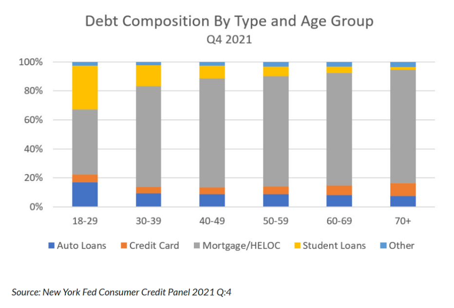 graph of Debt Composition by Type and Age Group 