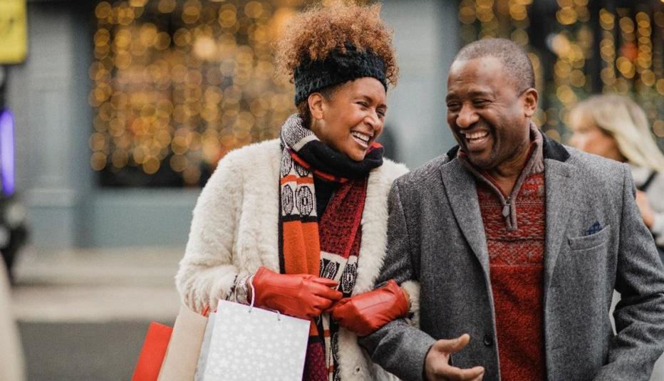 Happy Couple Holiday Shopping