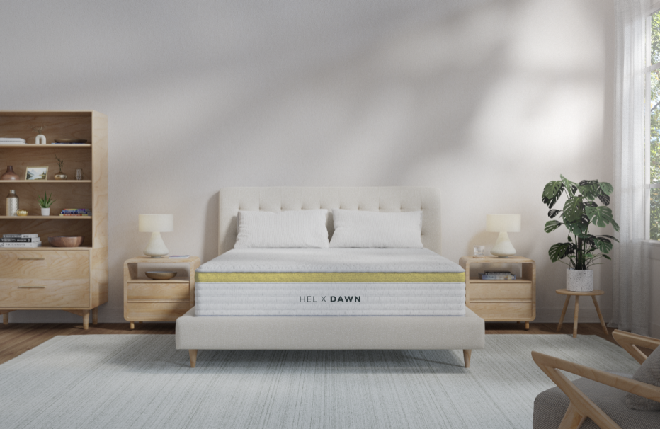 The Helix Dawn mattress in a bedroom.