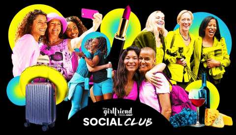 collage of women having fun together. the girlfriend social club from a a r p