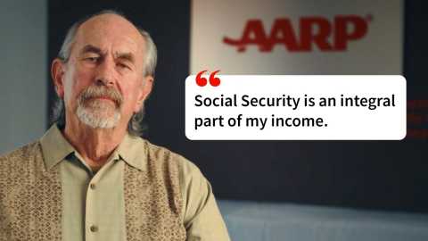 Steven Porter - Social Security is an integral part of my income A man sitting with text that reads "social security is an integral part of my income."