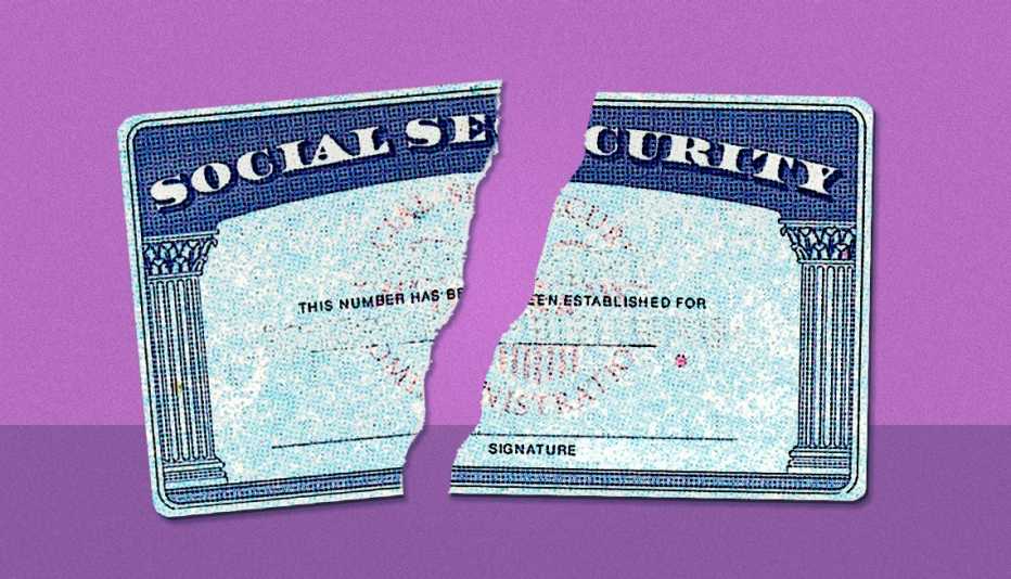 Social Security ID card torn in two