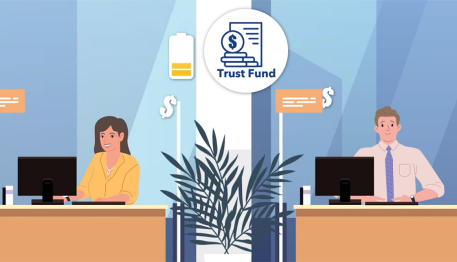 cartoon screenshot from the American Academy of Actuaries' Social Security Challenge web app showing that the Social Security trust fund will become depleted