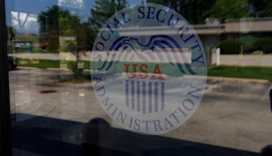 a window bearing the social security administration seal