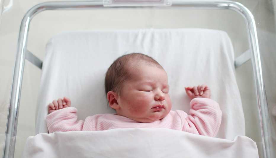 a baby in a crib