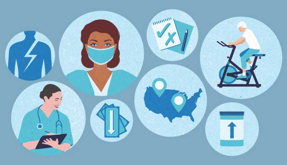 collage of medical and health related symbols