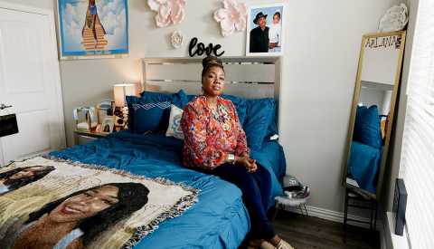 janice miller sits in the bedroom of her daughter who committed suicide