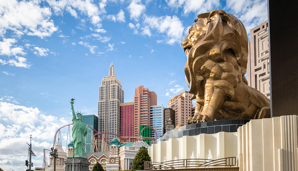 Las Vegas Strip and the MGM Grand Lion 