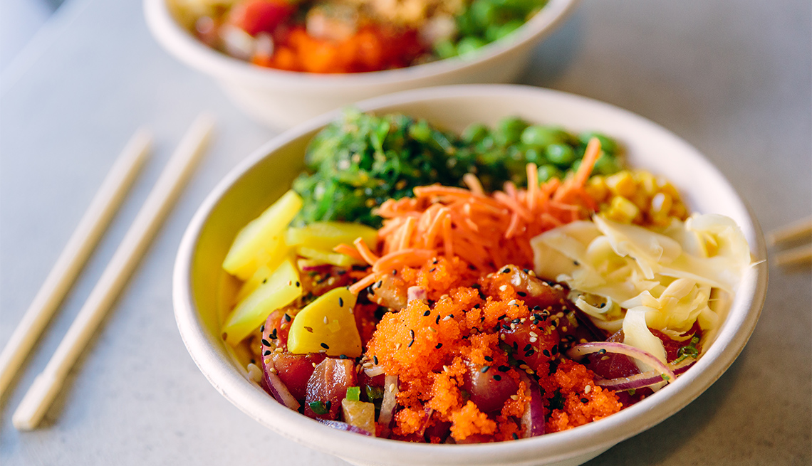 poke bowls on a table