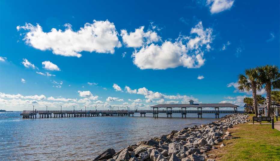 A view of the old fishing pier on St Simons Island, Georgia