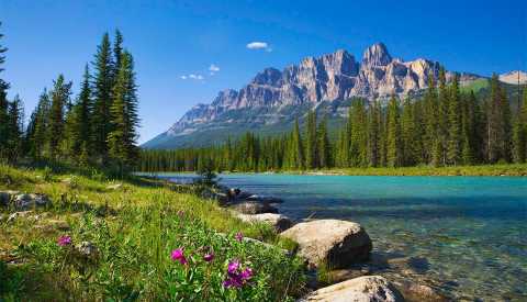 Banff National Park, featuring Castle Mountain and Bow River Banff National Park, featuring Castle Mountain and Bow River