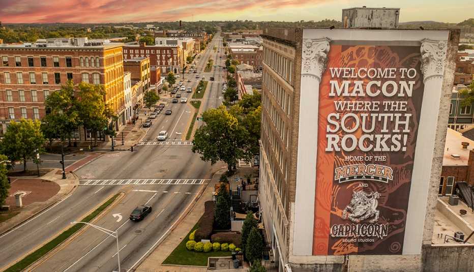 downtown macon georgia at sunset