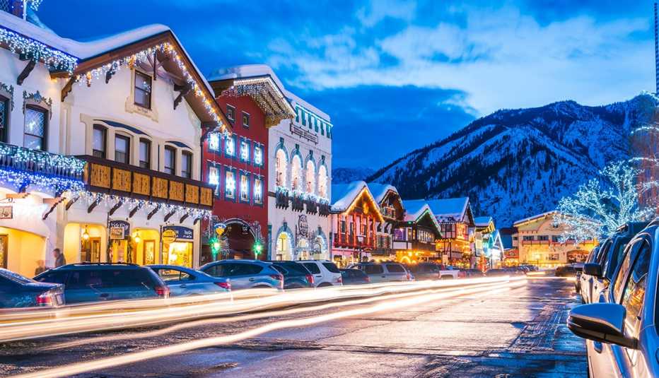 Leavenworth WA, with lighting decoration in winter.
