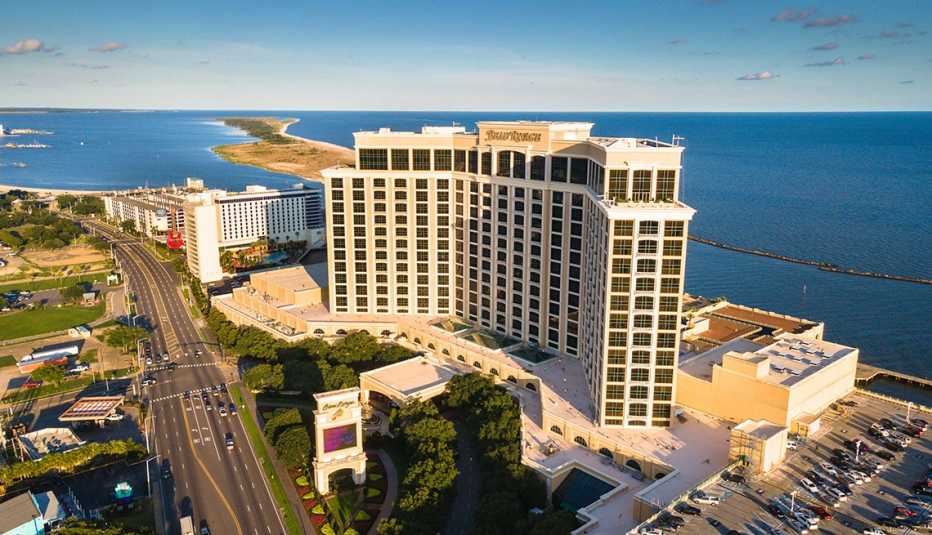 Exterior of Beau Rivage with Deer island  in the background
