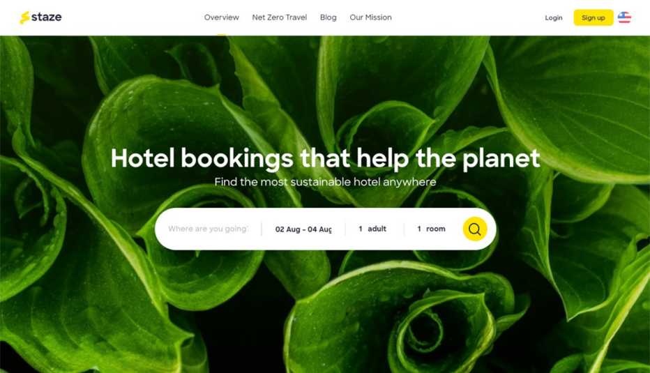 screenshot of the staze website home page