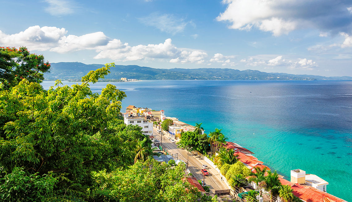 an aerial view of a beach in Montego Bay, Jamaica