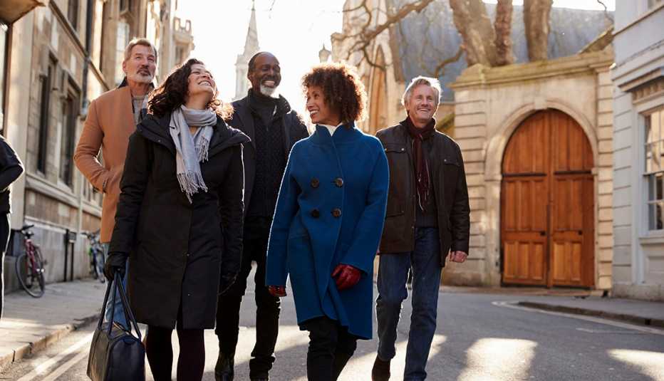 group of friends walking 