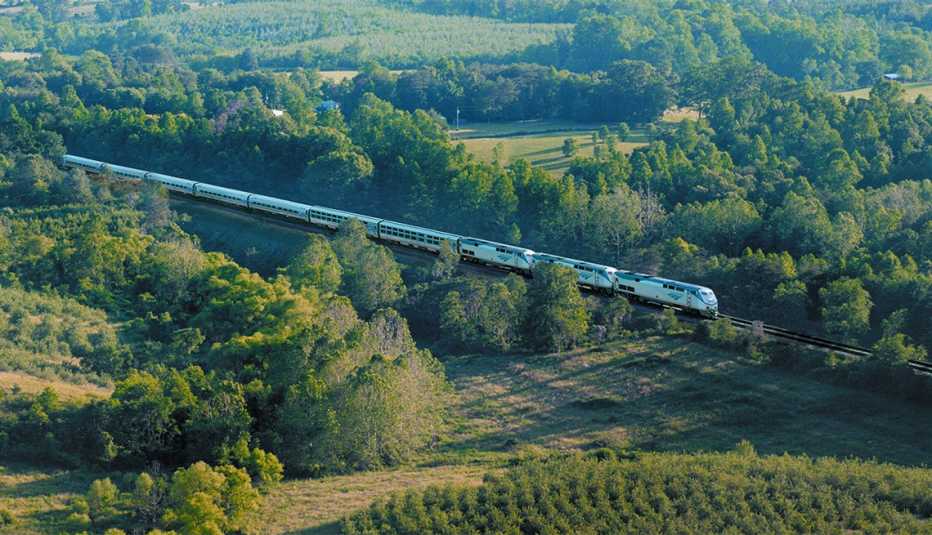 Aerial view of the Amtrak Crescent Train Aerial view of the Amtrak Crescent Train