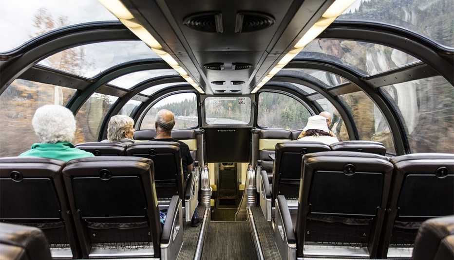 Passengers on the top level of the Canadian Pacific Train