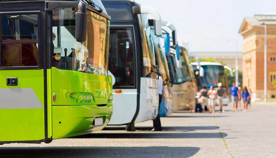 Buses in the distance at Car Park