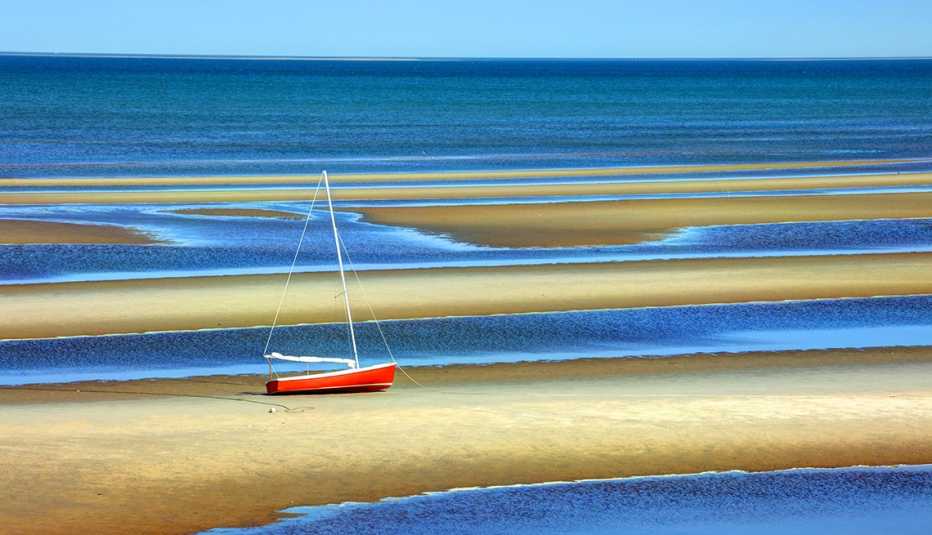 a beach in cape cod at low tide