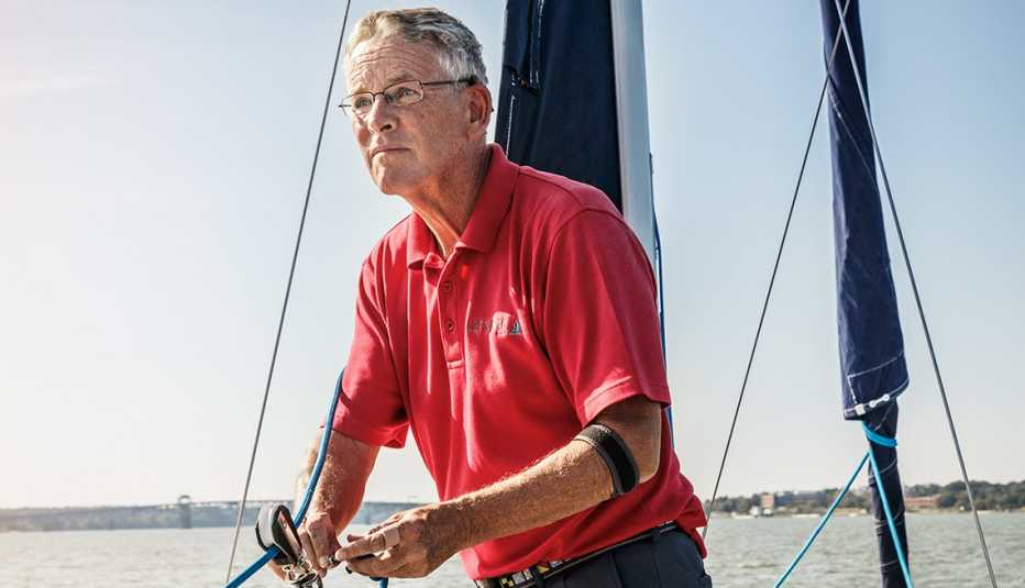 Sailboat Captain Bill O'Donovan sailing on the York River