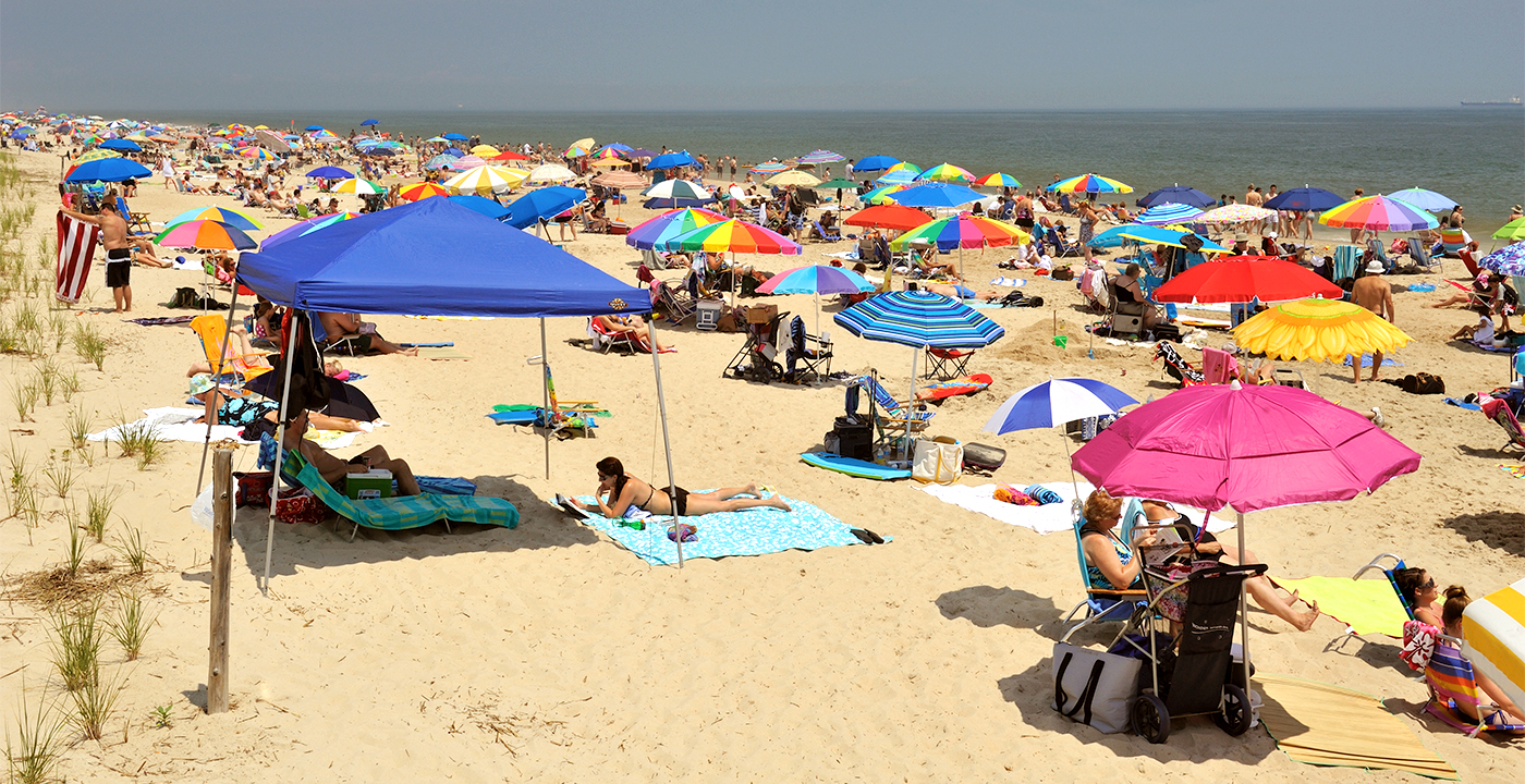 beach goers at Delaware’s Cape Henlopen State Park