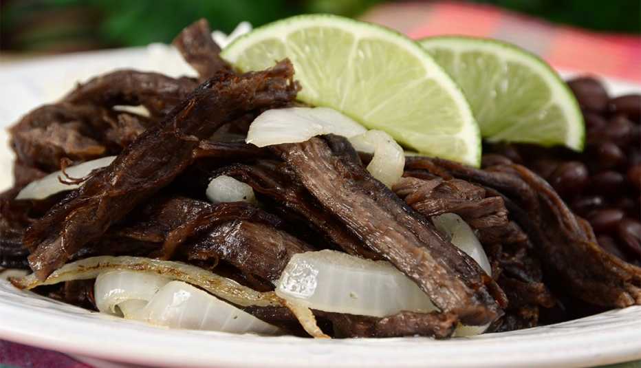 "Vaca Frita is a classic Cuban dish of stewed, shredded beef fried until crispy