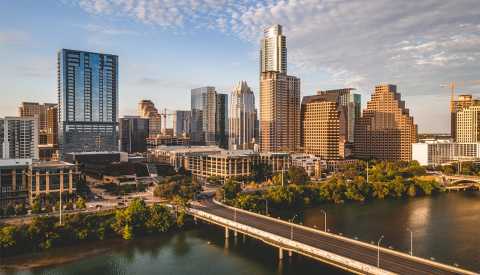 Aerial shot of Austin, TX skyline Aerial shot of Austin, TX skyline