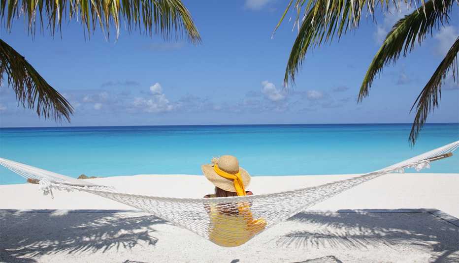 woman relaxing in hammock