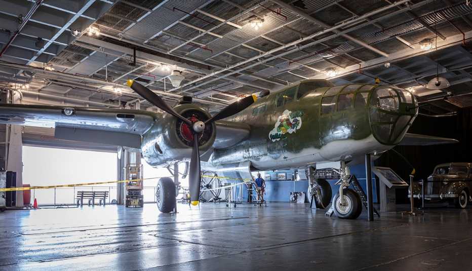 B 25 Mitchell on the hangar deck of the uss yorktown B 25 Mitchell on the hangar deck of the uss yorktown