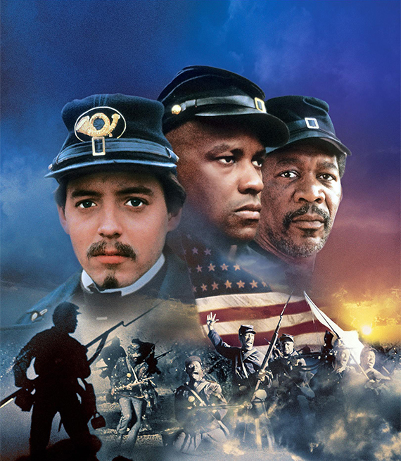 Matthew Broderick, Denzel Washington, Morgan Freeman "Glory" movie poster