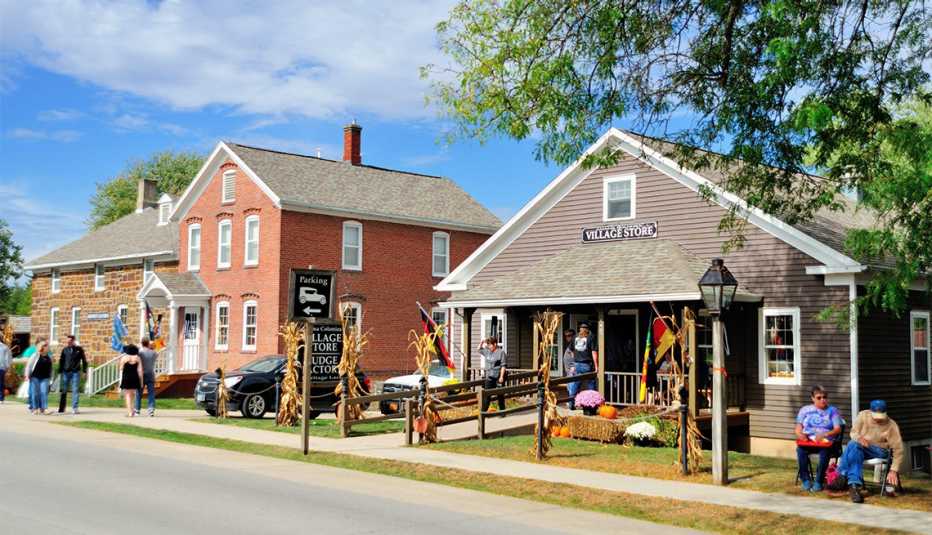 Oktoberfest celebration along the main street of Amana, Iowa