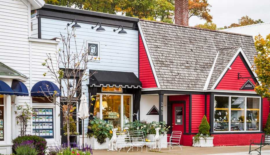 Downtown shops and stores in Harbor Springs, Michigan