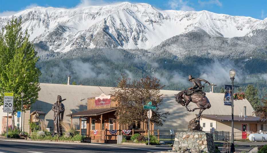 Bronze sculptures on the Main Street of Joseph, Oregon