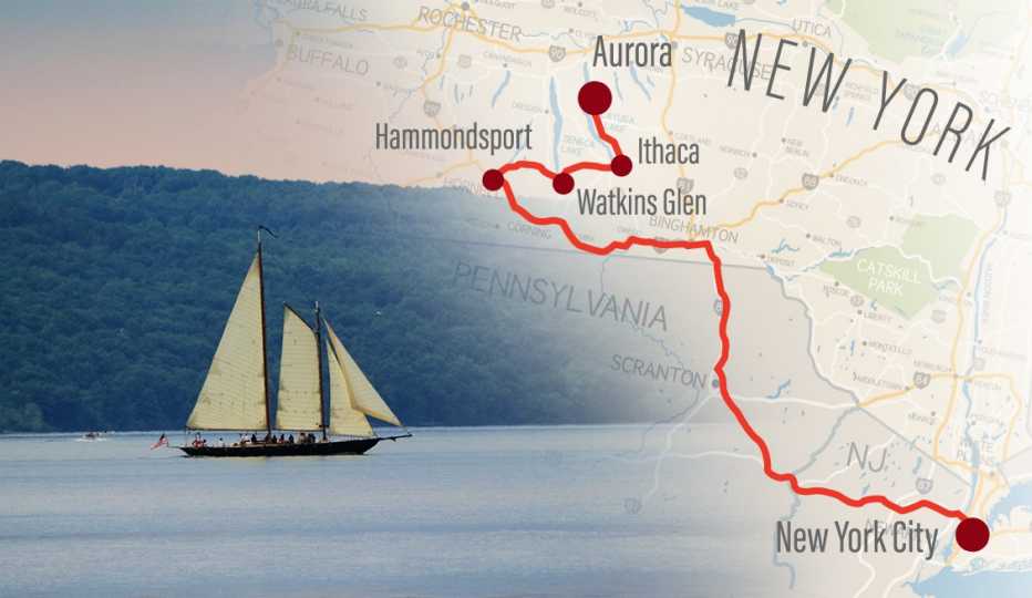 Upstate New York road trip map