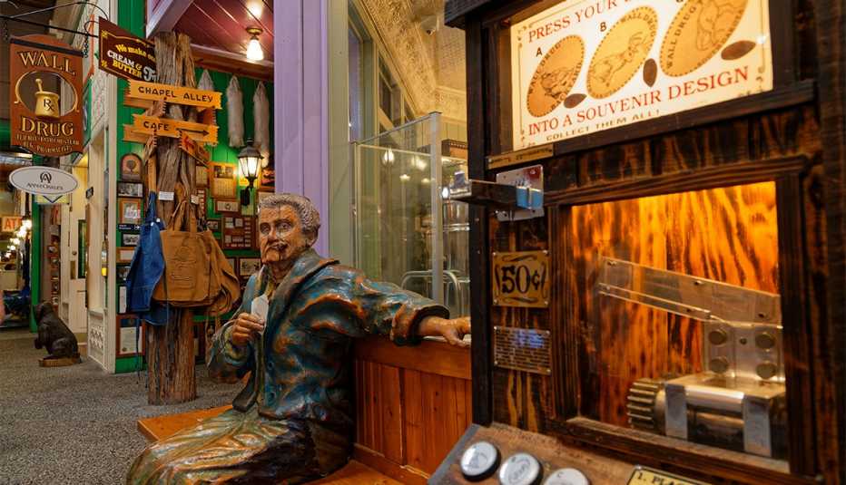 Inside the Wall Drug Store, both a drugstore and a touristic attraction in the town center of Wall, South Dakota