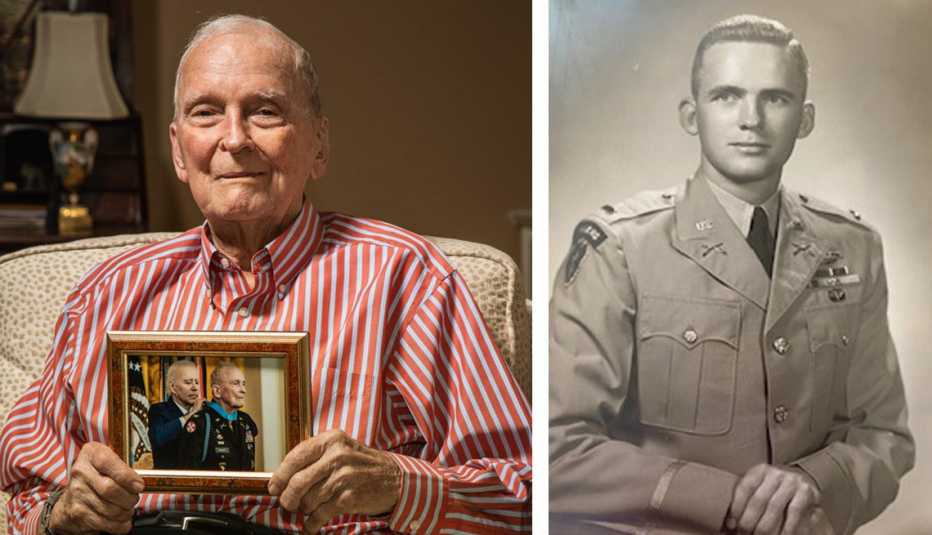 a photo of veteran army ranger ralph puckett having received the medal of honor from president joe biden a photo of veteran army ranger ralph puckett having received the medal of honor from president joe biden