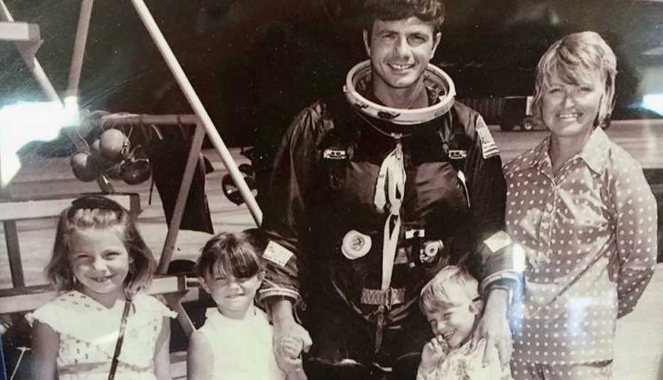 a black and white image of a family