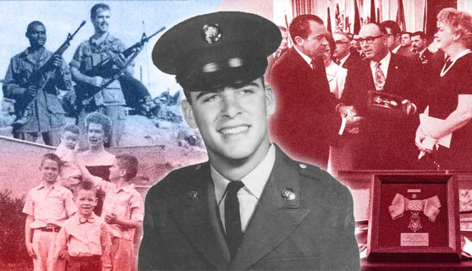a collage of members of a military family