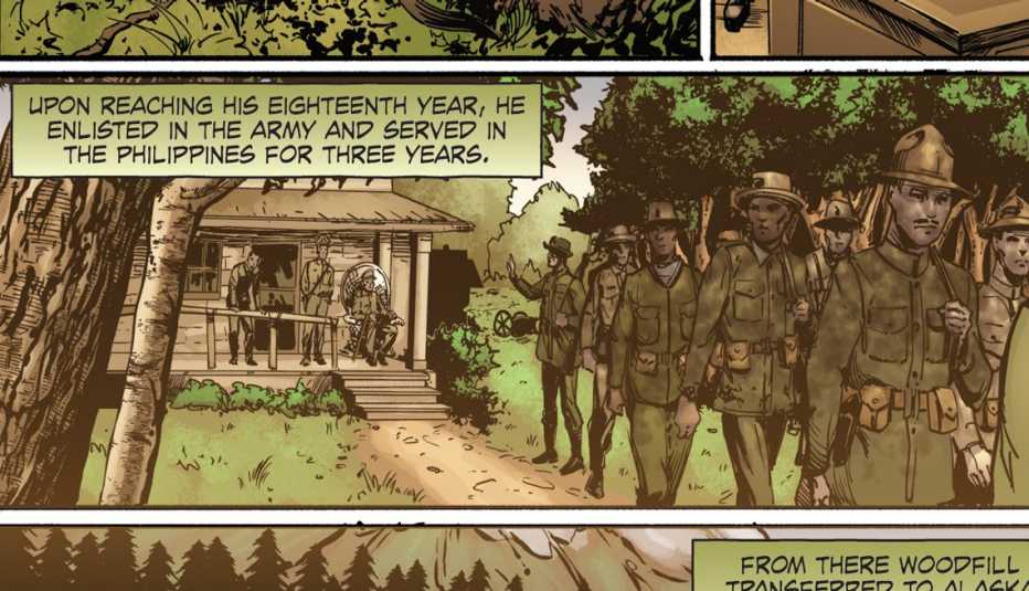 A graphic novel panel from Medal of Honor: Samuel Woodfill Art from the graphic novel, Medal of Honor: Samuel Woodfill