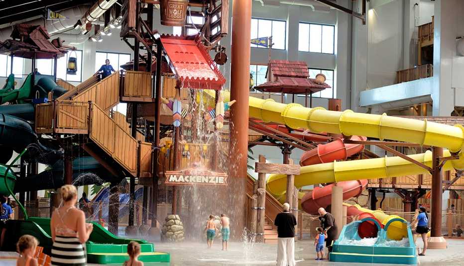 The Great Wolf Lodge offers veteran discounts a great wolf lodge waterslide and waterfall