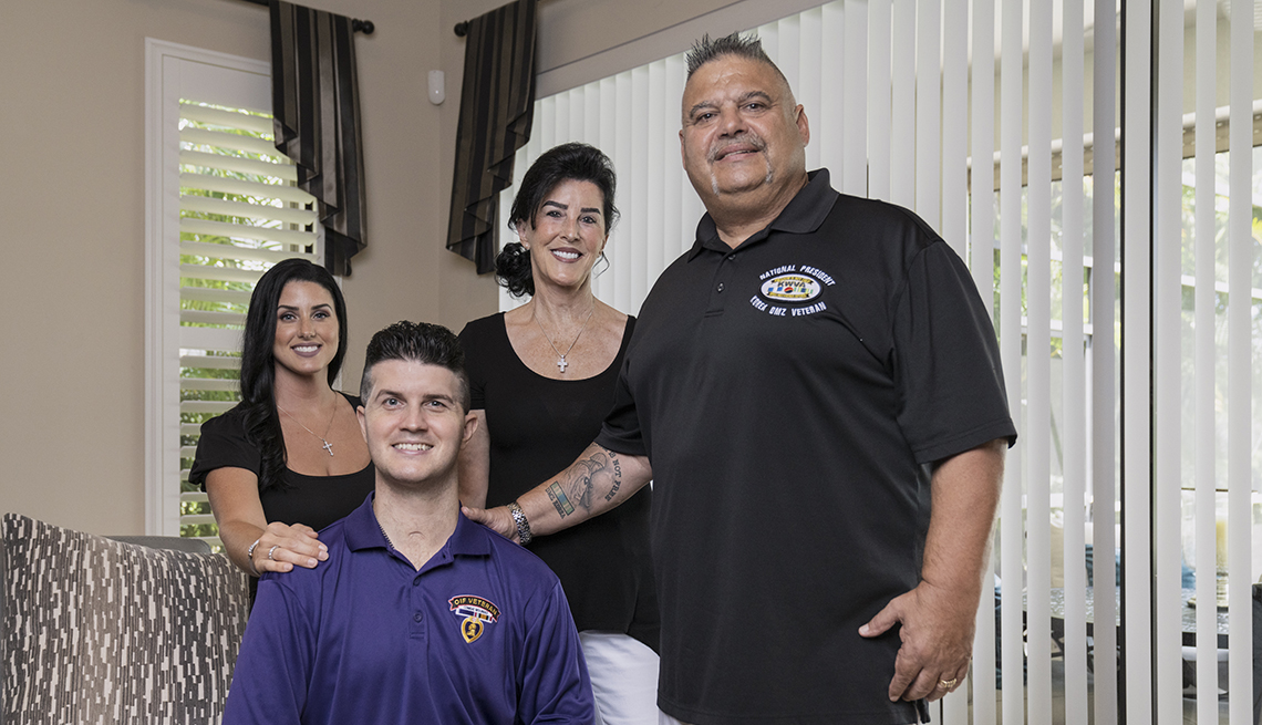 a family standing for a photo