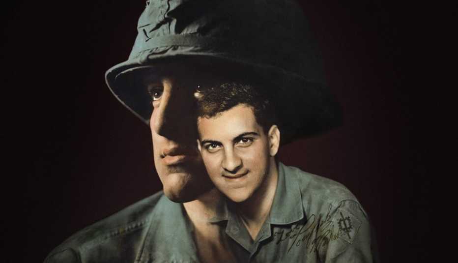 two images of a male soldier
