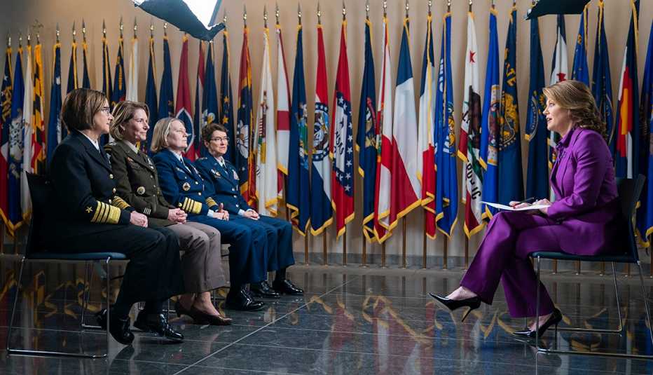 four women in the military are being interviewed by norah o donnell