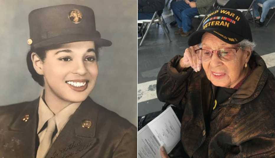 Hilda P Griggs during World War Two and a more recent image of her Hilda P Griggs during World War Two and a more recent image of her