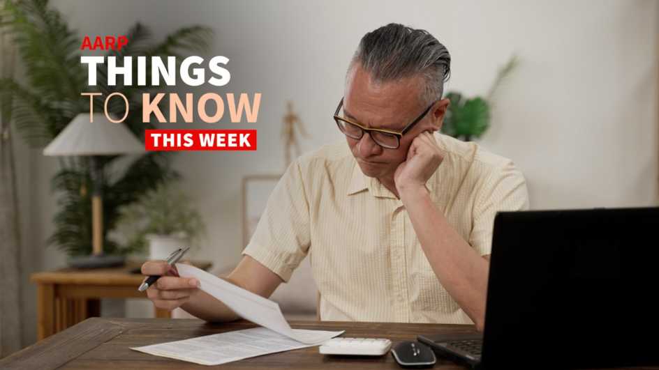 a photo shows an older adult male perusing some paper documents