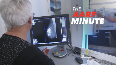 woman looking at mamogram image